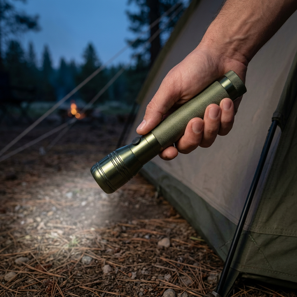 XS Pro flashlight being used at a campsite